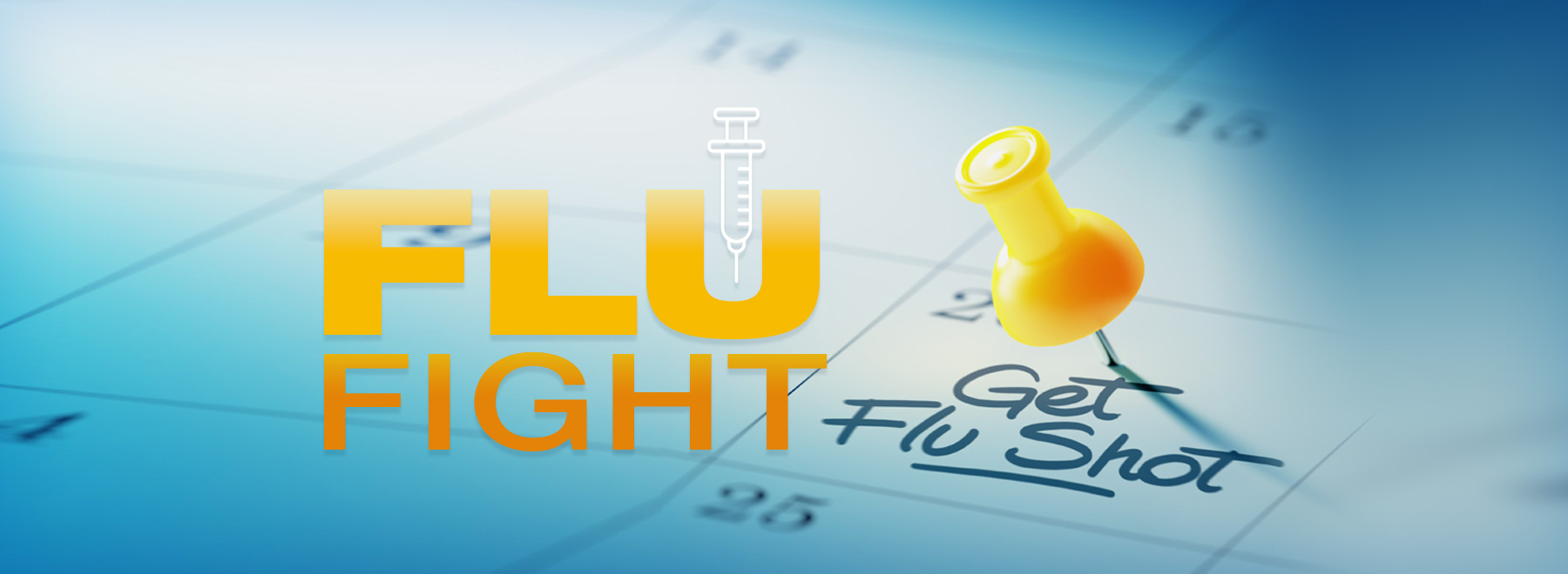 Illustration of yellow pushpin on calendar showing reminder to get flu shot